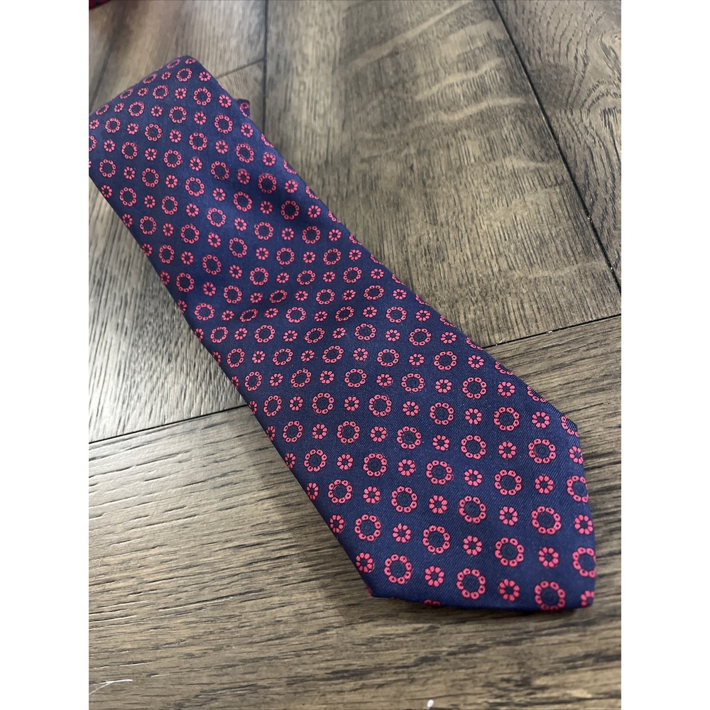 VTG Black Label Brooks Brothers Makers 52" Tie Silk Floral Blue Red England